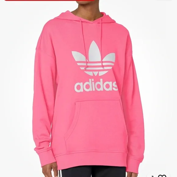 adidas Originals Women's Adicolor Trefoil Hoodie in Pink Size Medium - Picture 12 of 12